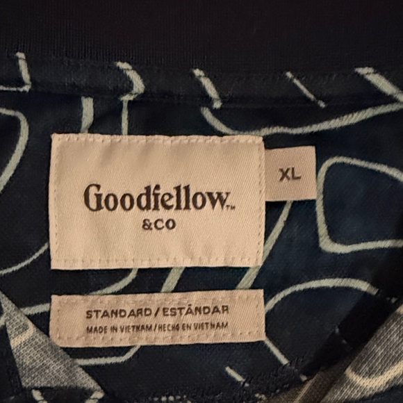 Men’s Blue Geometric Polo Shirt XL - Picture 2 of 5